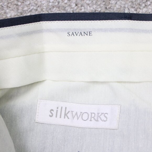 Savane Pants NWT Men 42x30 Blue Silkworks Traditions Micro Fiber Pleated Cuffed - Picture 12 of 15